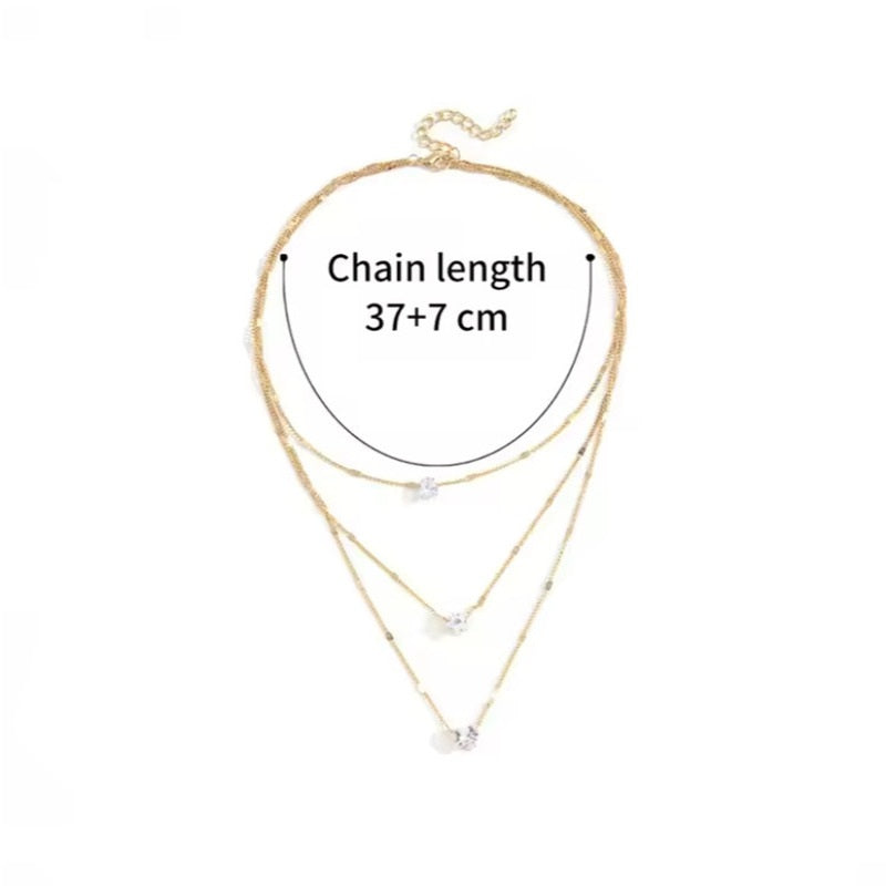 Collar Cadena Acero Inoxidable Trío con Dijes Diamante, Estrella y Corazón