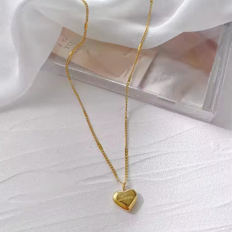 Collar Cadena Acero Inoxidable con Dije Corazón