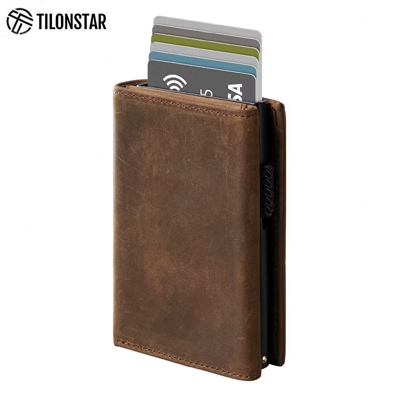 Billetera Tilonstar Hombre RFID Cuero Genuino Crazy Horse