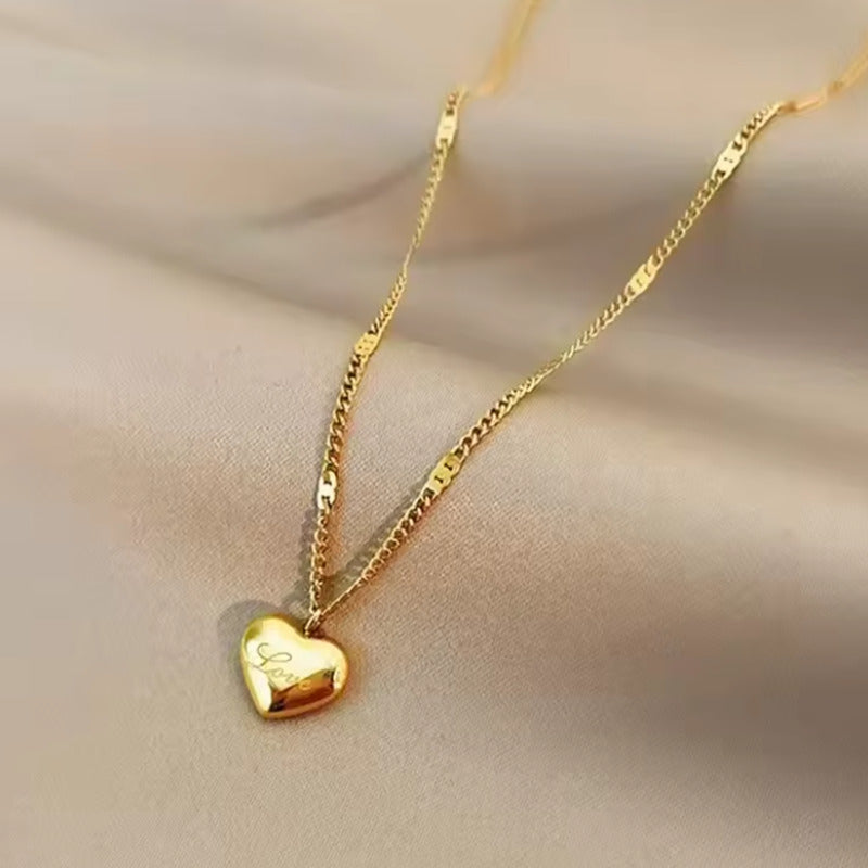 Collar Cadena Acero Inoxidable con Dije Corazón