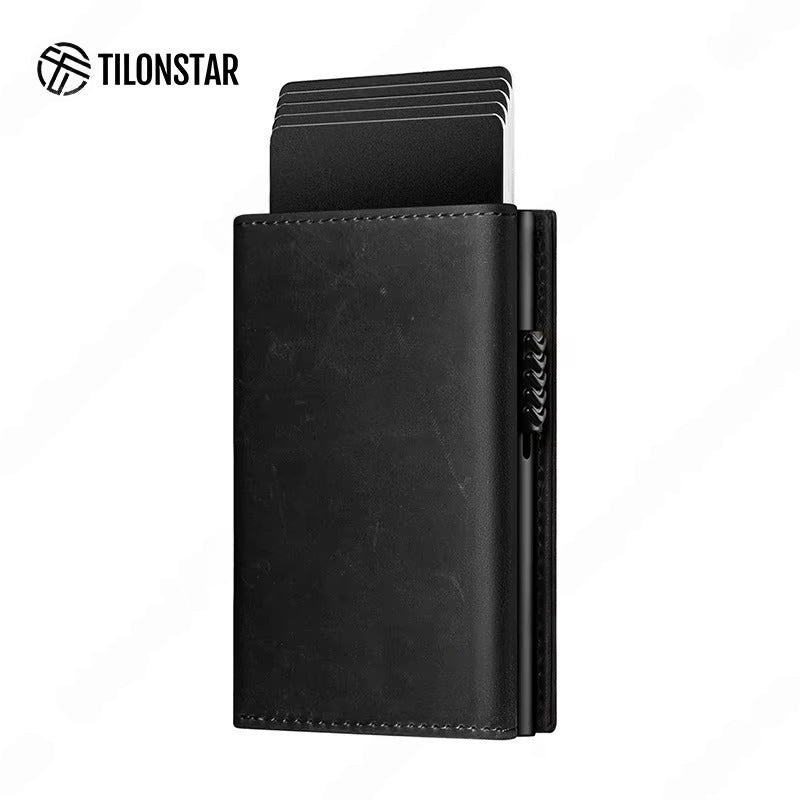 Billetera Tilonstar Hombre RFID Cuero Genuino Crazy Horse
