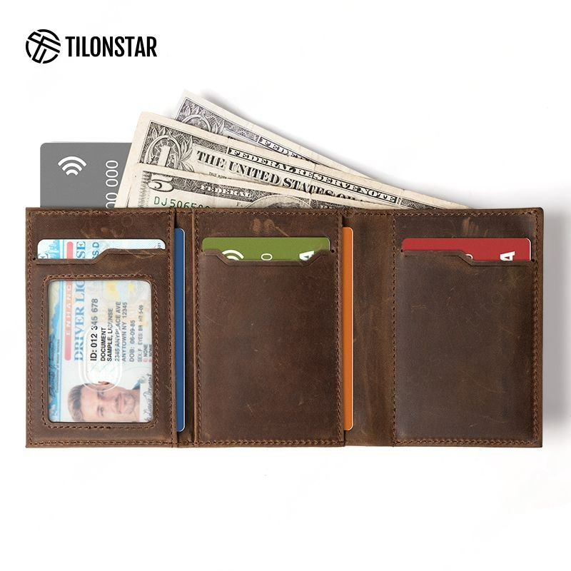 Billetera Tilonstar Hombre RFID Cuero Genuino Crazy Horse
