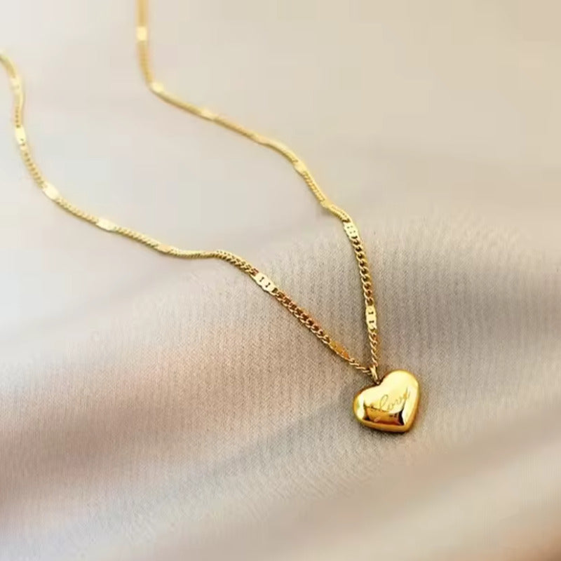Collar Cadena Acero Inoxidable con Dije Corazón