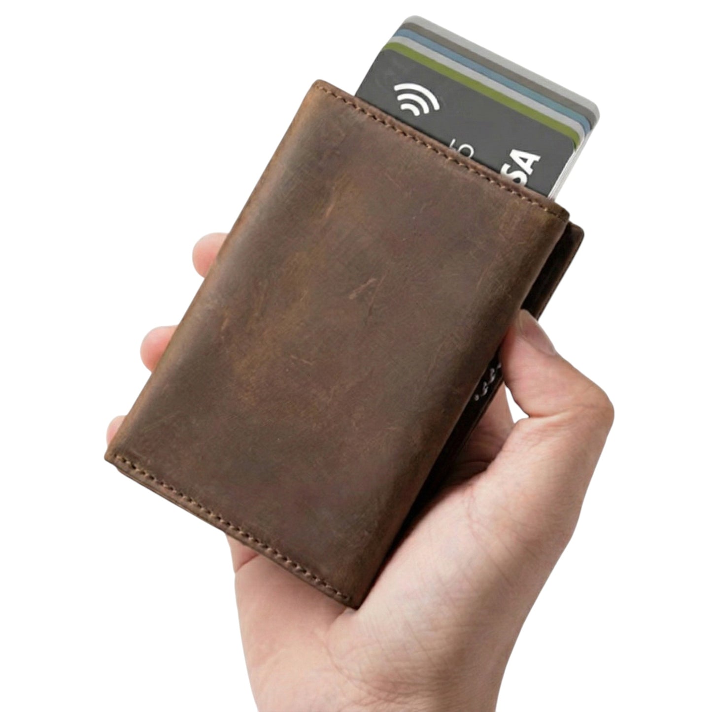 Billetera Tilonstar Hombre RFID Cuero Genuino Crazy Horse