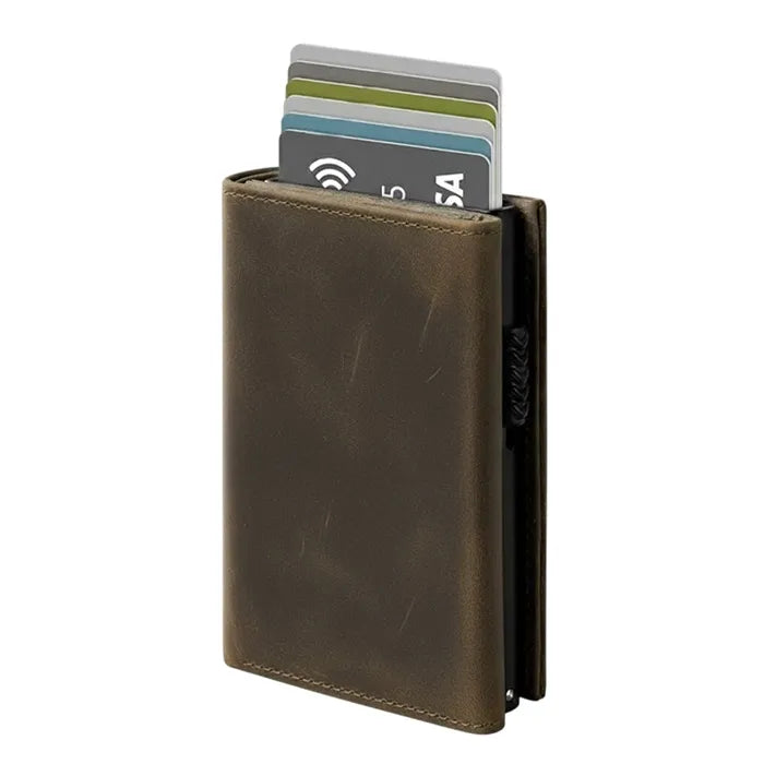 Billetera Hombre RFID Cuero Genuino Crazy Horse