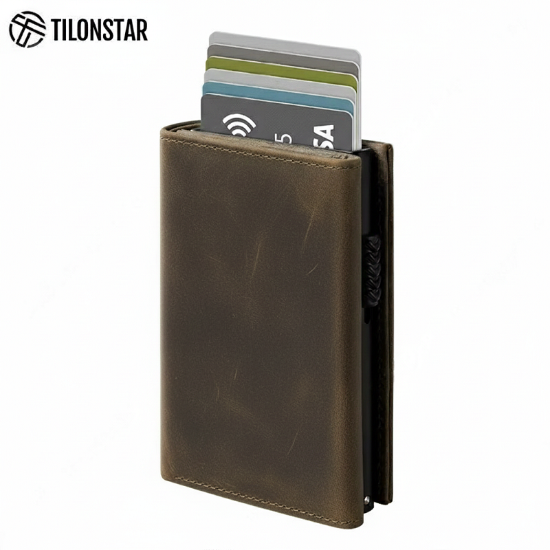 Billetera Tilonstar Hombre RFID Cuero Genuino Crazy Horse