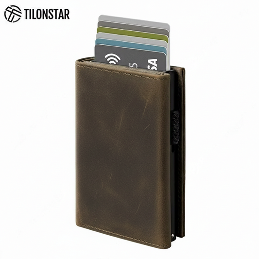 Billetera Tilonstar Hombre RFID Cuero Genuino Crazy Horse